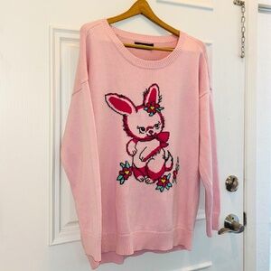 Iron Fist Pink Knit Oversized Psycho Bunny Sweater Size M Excellent Condition